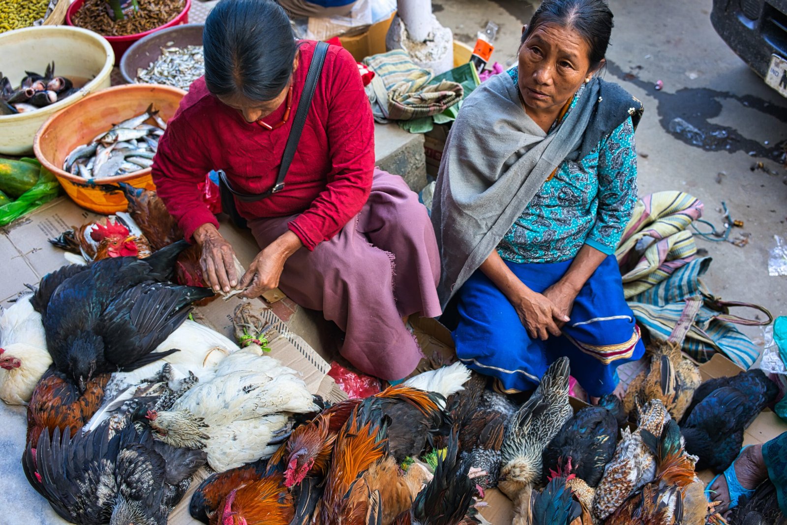 Women at the market in Kohima, in Seven Sisters of India