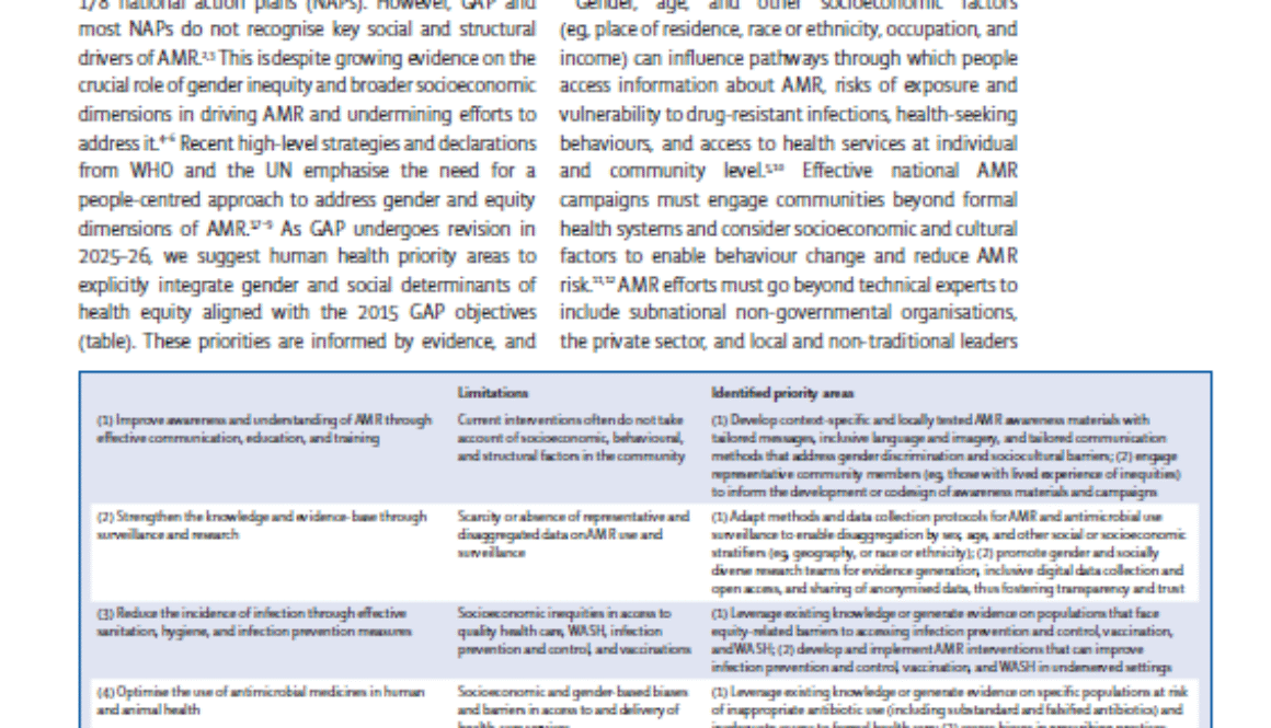 Integrating gender and equity commitments in the revised global action plan on antimicrobial resistance