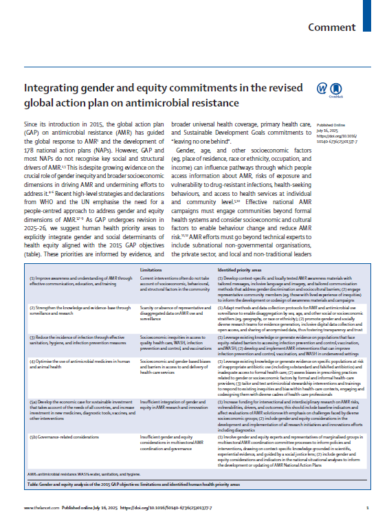 Integrating gender and equity commitments in the revised global action plan on antimicrobial resistance